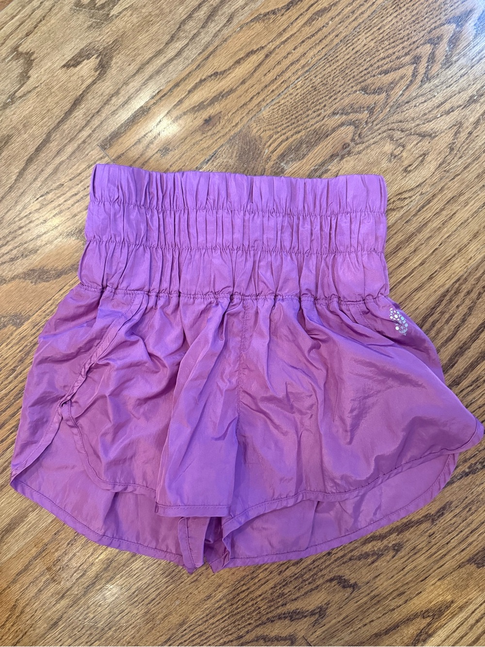 Free People Purple Smocked High-Waist Shorts
